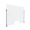 Clear Acrylic Sneeze Guard 36'' Wide x 30'' Tall (10'' x 5'' Cut Out), with (2) 24'' Tall x 3/8'' Diameter Black Anodized Aluminum Rod on the Side.