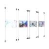 (4) 11'' Width x 8-1/2'' Height Clear Acrylic Frame & (8) Aluminum Clear Anodized Adjustable Angle Cable Systems with (16) Single-Sided Panel Grippers