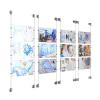 (12) 11'' Width x 8-1/2'' Height Clear Acrylic Frame & (8) Aluminum Clear Anodized Adjustable Angle Cable Systems with (48) Single-Sided Panel Grippers