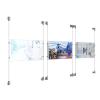 (3) 17'' Width x 11'' Height Clear Acrylic Frame & (6) Aluminum Clear Anodized Adjustable Angle Cable Systems with (12) Single-Sided Panel Grippers