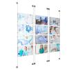 (12) 17'' Width x 11'' Height Clear Acrylic Frame & (6) Aluminum Clear Anodized Adjustable Angle Cable Systems with (48) Single-Sided Panel Grippers