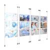 (12) 17'' Width x 11'' Height Clear Acrylic Frame & (8) Aluminum Clear Anodized Adjustable Angle Cable Systems with (48) Single-Sided Panel Grippers