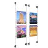 (4) 8-1/2'' Width x 11'' Height Clear Acrylic Frame & (4) Aluminum Clear Anodized Adjustable Angle Cable Systems with (16) Single-Sided Panel Grippers