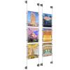 (6) 8-1/2'' Width x 11'' Height Clear Acrylic Frame & (4) Aluminum Clear Anodized Adjustable Angle Cable Systems with (24) Single-Sided Panel Grippers