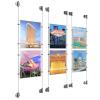 (6) 8-1/2'' Width x 11'' Height Clear Acrylic Frame & (6) Aluminum Clear Anodized Adjustable Angle Cable Systems with (24) Single-Sided Panel Grippers