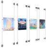 (4) 8-1/2'' Width x 11'' Height Clear Acrylic Frame & (8) Aluminum Clear Anodized Adjustable Angle Cable Systems with (16) Single-Sided Panel Grippers