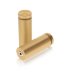 1'' Diameter X 2-1/2'' Barrel Length, Aluminum Flat Head Standoffs, Matte Champagne Anodized Finish Easy Fasten Standoff (For Inside / Outside use) Tamper Proof Standoff [Required Material Hole Size: 7/16'']