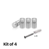 (Set of 4) 1/2'' Diameter X 1/2'' Barrel Length, Hollow Stainless Steel Brushed Finish. Easy Fasten Standoff with (4) 2208Z Screws and (4) LANC1 Anchors for concrete or drywall (For Inside Use Only) [Required Material Hole Size: 3/8'']