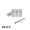 (Set of 4) 1/2'' Diameter X 3/4'' Barrel Length, Hollow Stainless Steel Brushed Finish. Easy Fasten Standoff with (4) 2208Z Screws and (4) LANC1 Anchors for concrete or drywall (For Inside Use Only) [Required Material Hole Size: 3/8'']