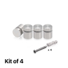 (Set of 4) 5/8'' Diameter X 3/4'' Barrel Length, Hollow Stainless Steel Brushed Finish. Easy Fasten Standoff with (4) 2208Z Screws and (4) LANC1 Anchors for concrete or drywall (For Inside Use Only) [Required Material Hole Size: 7/16'']
