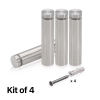 (Set of 4) 5/8'' Diameter X 2-1/2'' Barrel Length, Hollow Stainless Steel Brushed Finish. Easy Fasten Standoff with (4) 2208Z Screws and (4) LANC1 Anchors for concrete or drywall (For Inside Use Only) [Required Material Hole Size: 7/16'']