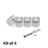 (Set of 4) 3/4'' Diameter X 1/2'' Barrel Length, Hollow Stainless Steel Brushed Finish. Easy Fasten Standoff with (4) 2216Z Screws and (4) LANC2 Anchors for concrete or drywall (For Inside Use Only) [Required Material Hole Size: 7/16'']