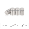 (Set of 4) 3/4'' Dia. X 3/4'' Barrel Length,  (316 Marine Grade) Stainless Steel Brushed Finish. Standoff with (4) 2216Z Screws and (4) LANC1 Anchors for concrete/drywall and (1) M4 Allen Key (For Inside / Outside use) [Req. Mat. Hole Size: 7/16'']