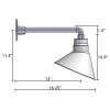 (1) 10'' Diameter Galvanized Angle Shade with (1) 13'' Long x 2'' High Galvanized Straight Arm
