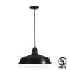 17'' Diameter Satin Black Cord Hung Barn Shade with Canopy