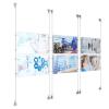 (6) 17'' Width x 11'' Height Clear Acrylic Frame & (6) Aluminum Clear Anodized Adjustable Angle Signature Cable Systems with (24) Single-Sided Panel Grippers