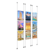 (9) 11'' Width x 17'' Height Clear Acrylic Frame & (6) Aluminum Clear Anodized Adjustable Angle Signature 1/8'' Diameter Cable Systems with (36) Single-Sided Panel Grippers