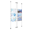 (6) 11'' Width x 8-1/2'' Height Clear Acrylic Frame & (4) Aluminum Clear Anodized Adjustable Angle Signature 1/8'' Diameter Cable Systems with (24) Single-Sided Panel Grippers