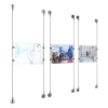 (3) 11'' Width x 8-1/2'' Height Clear Acrylic Frame & (6) Aluminum Clear Anodized Adjustable Angle Signature 1/8'' Diameter Cable Systems with (12) Single-Sided Panel Grippers