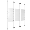 (9) 11'' Width x 8-1/2'' Height Clear Acrylic Frame & (6) Aluminum Clear Anodized Adjustable Angle Signature 1/8'' Diameter Cable Systems with (36) Single-Sided Panel Grippers