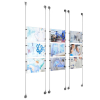 (9) 11'' Width x 8-1/2'' Height Clear Acrylic Frame & (6) Aluminum Clear Anodized Adjustable Angle Signature 1/8'' Diameter Cable Systems with (36) Single-Sided Panel Grippers