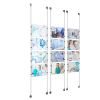 (12) 11'' Width x 8-1/2'' Height Clear Acrylic Frame & (6) Aluminum Clear Anodized Adjustable Angle Signature 1/8'' Diameter Cable Systems with (48) Single-Sided Panel Grippers