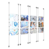 (12) 11'' Width x 8-1/2'' Height Clear Acrylic Frame & (8) Aluminum Clear Anodized Adjustable Angle Signature 1/8'' Diameter Cable Systems with (48) Single-Sided Panel Grippers