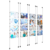 (16) 11'' Width x 8-1/2'' Height Clear Acrylic Frame & (8) Aluminum Clear Anodized Adjustable Angle Signature 1/8'' Diameter Cable Systems with (64) Single-Sided Panel Grippers