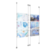 (6) 17'' Width x 11'' Height Clear Acrylic Frame & (4) Aluminum Clear Anodized Adjustable Angle Signature 1/8'' Diameter Cable Systems with (24) Single-Sided Panel Grippers