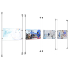 (4) 17'' Width x 11'' Height Clear Acrylic Frame & (8) Aluminum Clear Anodized Adjustable Angle Signature 1/8'' Diameter Cable Systems with (16) Single-Sided Panel Grippers