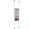 (2) 8-1/2'' Width x 11'' Height Clear Acrylic Frame & (2) Aluminum Clear Anodized Adjustable Angle Signature 1/8'' Diameter Cable Systems with (8) Single-Sided Panel Grippers