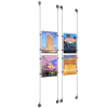 (4) 8-1/2'' Width x 11'' Height Clear Acrylic Frame & (4) Aluminum Clear Anodized Adjustable Angle Signature 1/8'' Diameter Cable Systems with (16) Single-Sided Panel Grippers