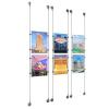 (6) 8-1/2'' Width x 11'' Height Clear Acrylic Frame & (6) Aluminum Clear Anodized Adjustable Angle Signature 1/8'' Diameter Cable Systems with (24) Single-Sided Panel Grippers