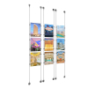 (9) 8-1/2'' Width x 11'' Height Clear Acrylic Frame & (6) Aluminum Clear Anodized Adjustable Angle Signature 1/8'' Diameter Cable Systems with (36) Single-Sided Panel Grippers