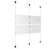 (4) 17'' Width x 11'' Height Clear Acrylic Frame & (3) Aluminum Matte Black Adjustable Angle Signature 1/8'' Diameter Cable Systems with (8) Single-Sided Panel Grippers (4) Double-Sided Panel Grippers