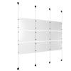 (9) 17'' Width x 11'' Height Clear Acrylic Frame & (4) Aluminum Matte Black Adjustable Angle Signature 1/8'' Diameter Cable Systems with (12) Single-Sided Panel Grippers (12) Double-Sided Panel Grippers
