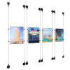 (4) 8-1/2'' Width x 11'' Height Clear Acrylic Frame & (8) Aluminum Matte Black Adjustable Angle Signature 1/8'' Diameter Cable Systems with (16) Single-Sided Panel Grippers
