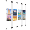 (8) 8-1/2'' Width x 11'' Height Clear Acrylic Frame & (8) Aluminum Matte Black Adjustable Angle Signature 1/8'' Diameter Cable Systems with (32) Single-Sided Panel Grippers