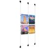 (4) 8-1/2'' Width x 11'' Height Clear Acrylic Frame & (3) Aluminum Matte Black Adjustable Angle Signature 1/8'' Diameter Cable Systems with (8) Single-Sided Panel Grippers (4) Double-Sided Panel Grippers
