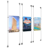 (3) 11'' Width x 17'' Height Clear Acrylic Frame & (6) Stainless Steel Satin Brushed Adjustable Angle Signature 1/8'' Cable Systems with (12) Single-Sided Panel Grippers