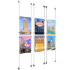 (6) 11'' Width x 17'' Height Clear Acrylic Frame & (6) Stainless Steel Satin Brushed Adjustable Angle Signature 1/8'' Cable Systems with (24) Single-Sided Panel Grippers