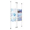 (6) 11'' Width x 8-1/2'' Height Clear Acrylic Frame & (4) Stainless Steel Satin Brushed Adjustable Angle Signature 1/8'' Cable Systems with (24) Single-Sided Panel Grippers