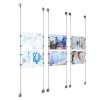 (6) 11'' Width x 8-1/2'' Height Clear Acrylic Frame & (6) Stainless Steel Satin Brushed Adjustable Angle Signature 1/8'' Cable Systems with (24) Single-Sided Panel Grippers