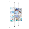 (12) 11'' Width x 8-1/2'' Height Clear Acrylic Frame & (4) Stainless Steel Satin Brushed Adjustable Angle Signature 1/8'' Cable Systems with (16) Single-Sided Panel Grippers (16) Double-Sided Panel Grippers