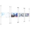 (4) 17'' Width x 11'' Height Clear Acrylic Frame & (8) Stainless Steel Satin Brushed Adjustable Angle Signature 1/8'' Cable Systems with (16) Single-Sided Panel Grippers