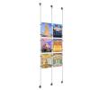 (6) 8-1/2'' Width x 11'' Height Clear Acrylic Frame & (3) Stainless Steel Satin Brushed Adjustable Angle Signature 1/8'' Cable Systems with (12) Single-Sided Panel Grippers (6) Double-Sided Panel Grippers