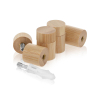 (Set of 4) 3/4'' Diameter X 3/4'' Barrel Length, Wooden Flat Head Standoffs, Matte Bamboo Wood Finish, Easy Fasten Standoff, Included Hardware (For Inside Use) [Required Material Hole Size: 5/16'']