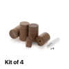 (Set of 4) 3/4'' Diameter X 1'' Barrel Length, Wooden Flat Head Standoffs, Matte Walnut Wood Finish, Easy Fasten Standoff, Included Hardware (For Inside Use) [Required Material Hole Size: 5/16'']