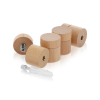 (Set of 4) 1'' Diameter X 3/4'' Barrel Length, Wooden Flat Head Standoffs, Matte Beech Wood Finish, Easy Fasten Standoff, Included Hardware (For Inside Use) [Required Material Hole Size: 5/16'']