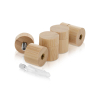 (Set of 4) 1'' Diameter X 3/4'' Barrel Length, Wooden Flat Head Standoffs, Matte Bamboo Wood Finish, Easy Fasten Standoff, Included Hardware (For Inside Use) [Required Material Hole Size: 5/16'']
